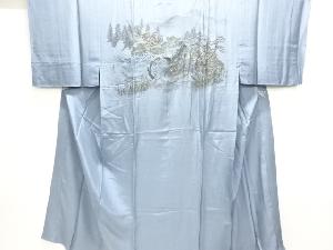 アンティーク　水車小屋風景模様単衣男物長襦袢